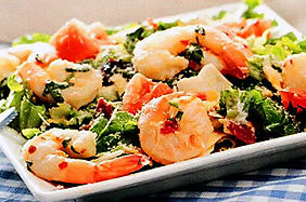 салат, креветки, кунджут, салат с креветками,