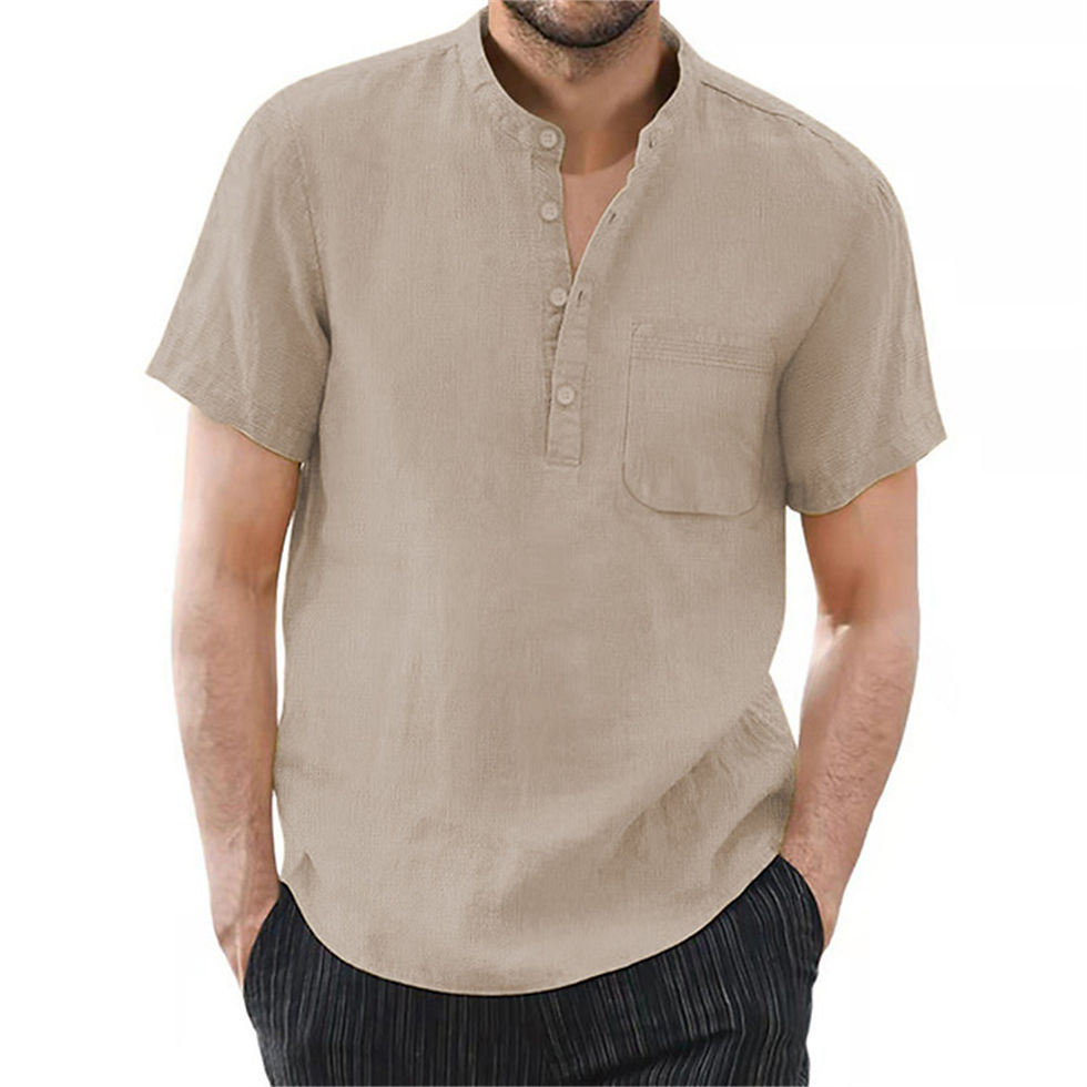Thumbnail: Linen Henley Shirt — Short Sleeve