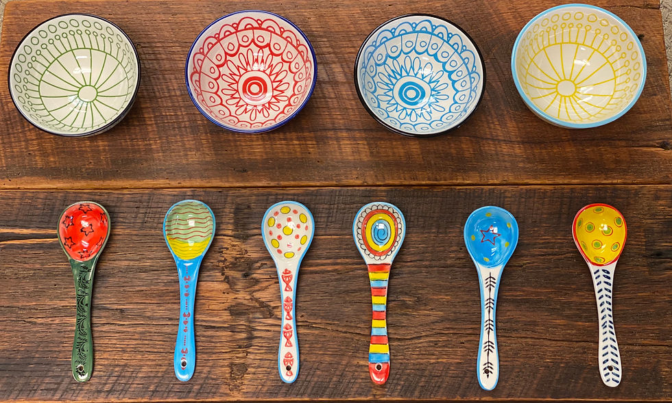 Ceramic Bowls and Spoons Set