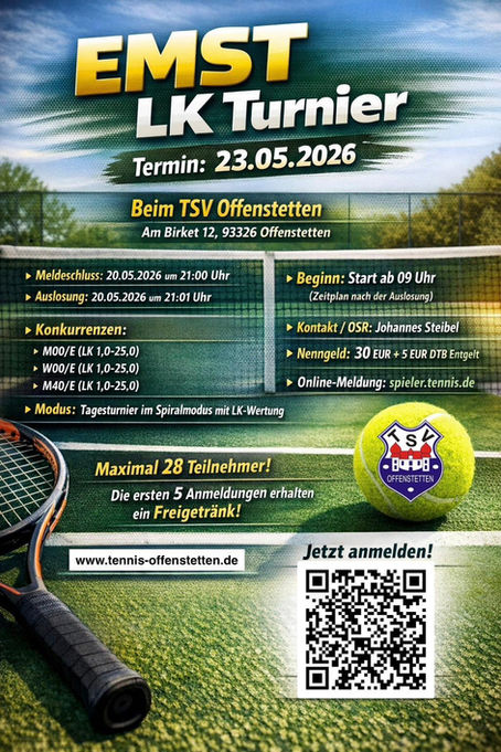 Du hast Lust auf spannende Matches und willst deine LK verbessern? Dann melde dich hier an!