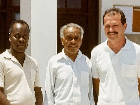 Robert Philpson with his Swahili teachers