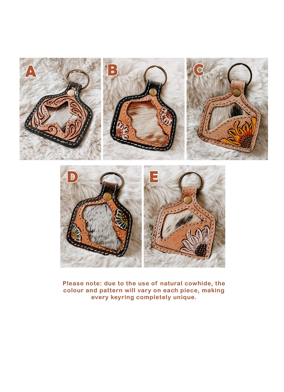 Thumbnail: Cowhide Ear Tag Keyring