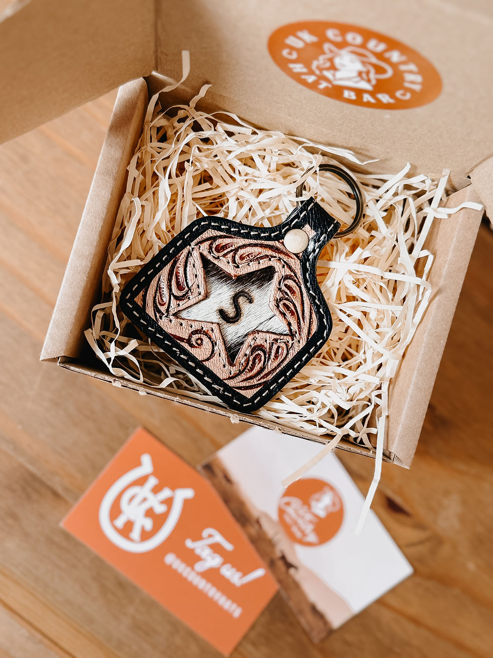 Thumbnail: Cowhide Ear Tag Keyring