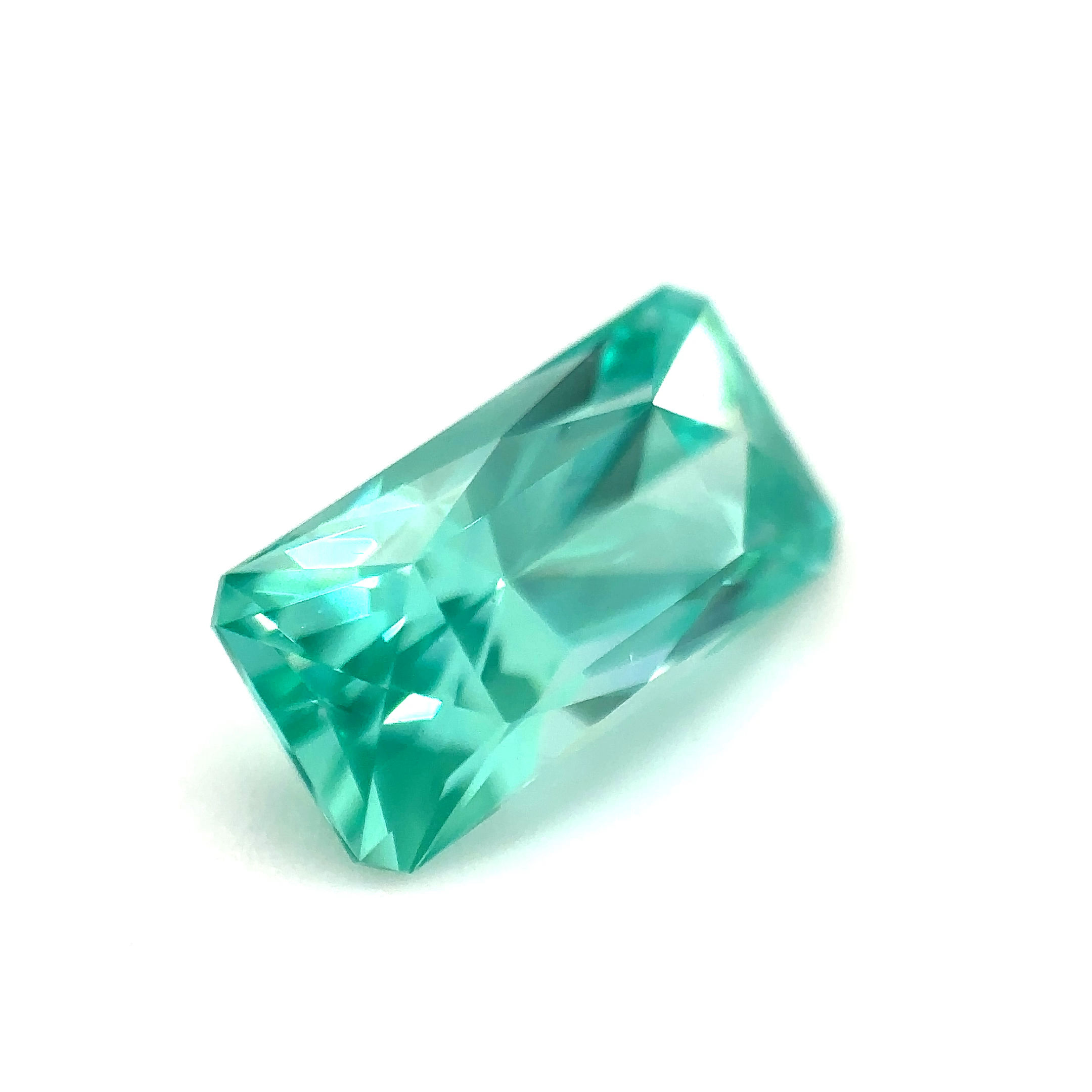 Green Lab Sapphire 2.07 cts. 9.2 × 4.8 mm, Radiant Emerald