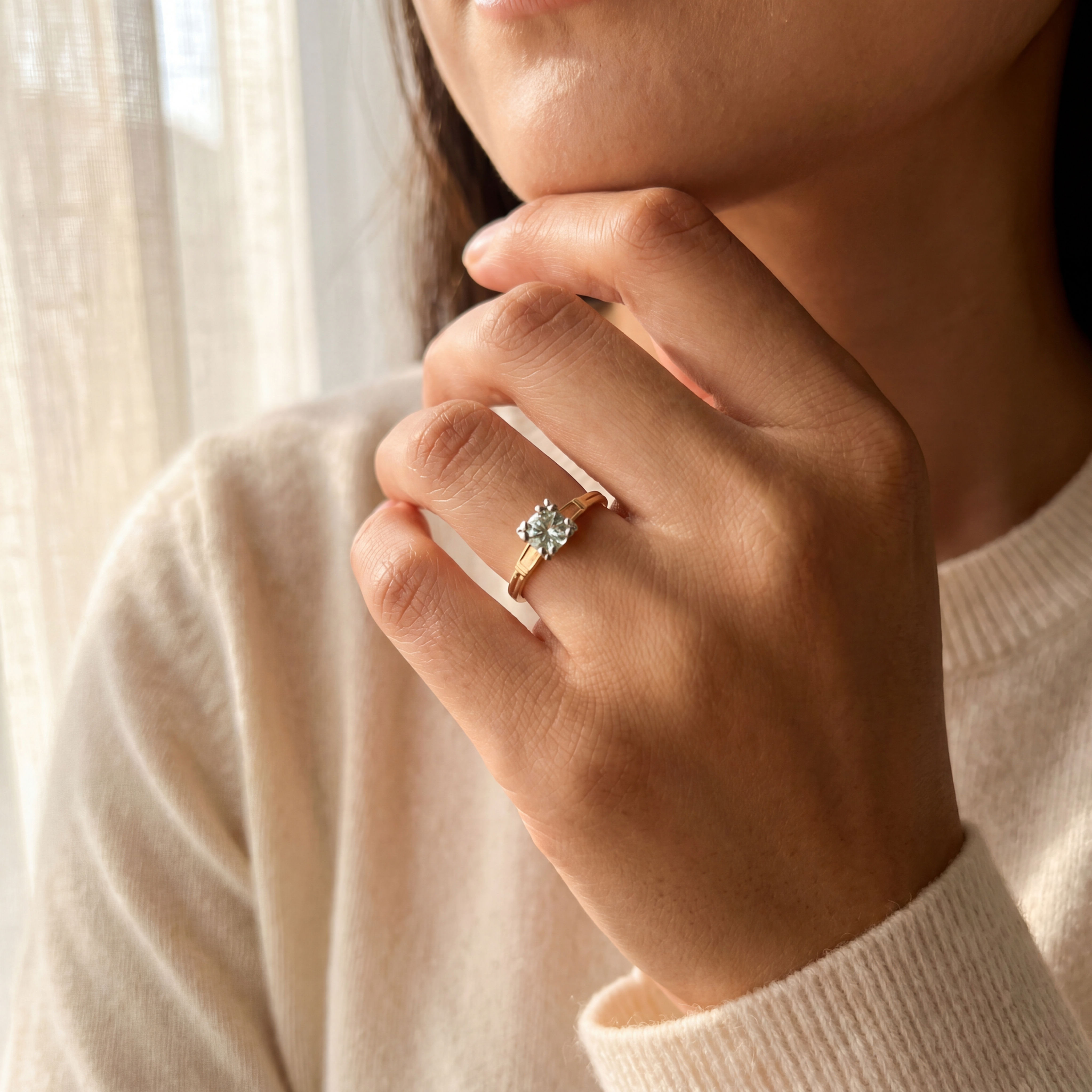 Colombian Green Beryl Ring in 14kt Two-Tone Gold