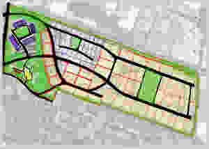The Plot was divided in to two types of lots, One is .5 acre and the others 80X60 feet lot for townhouses