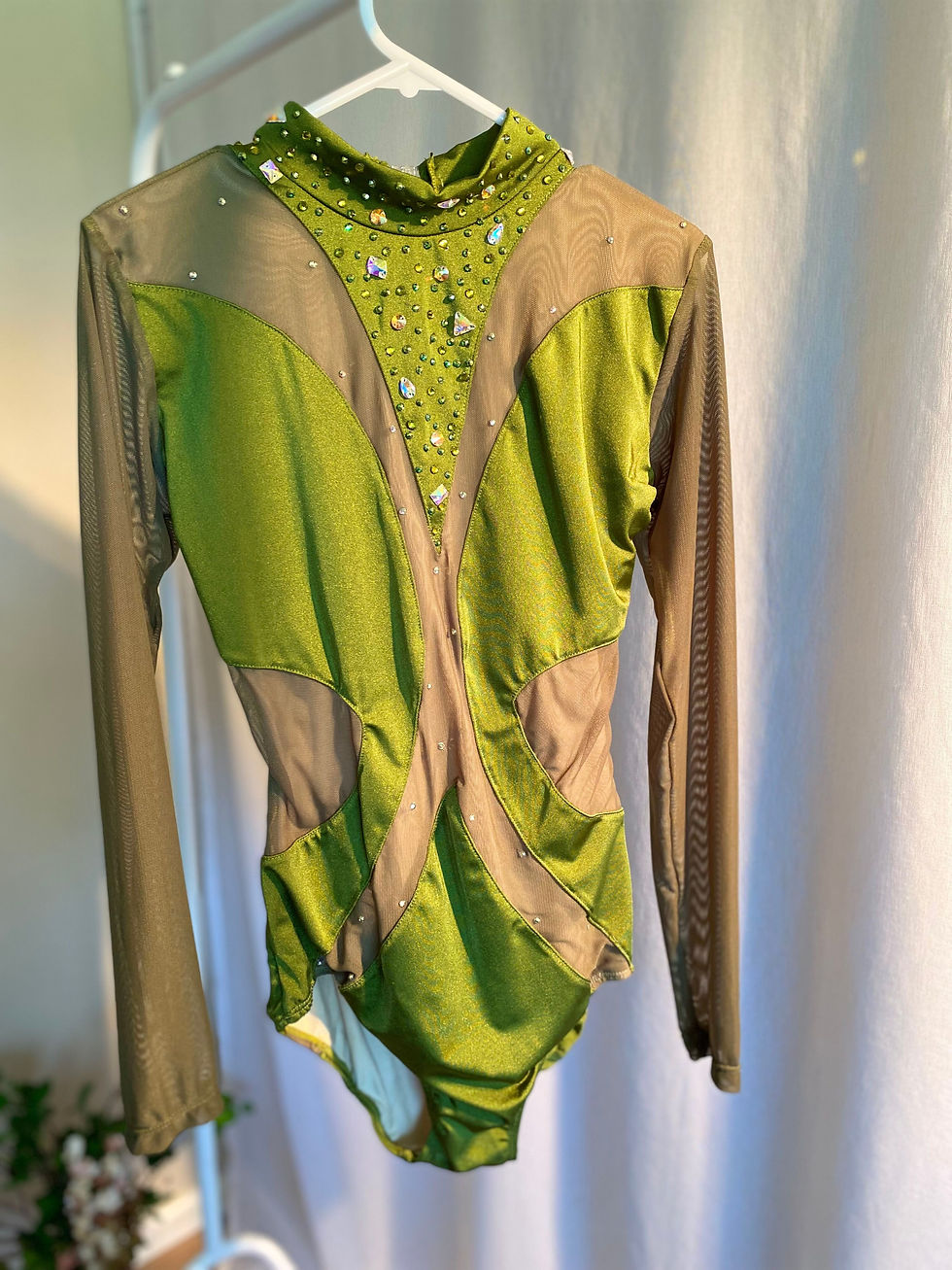 Frilled Neck Studio Adult Jewelled Long Sleeved Leotard