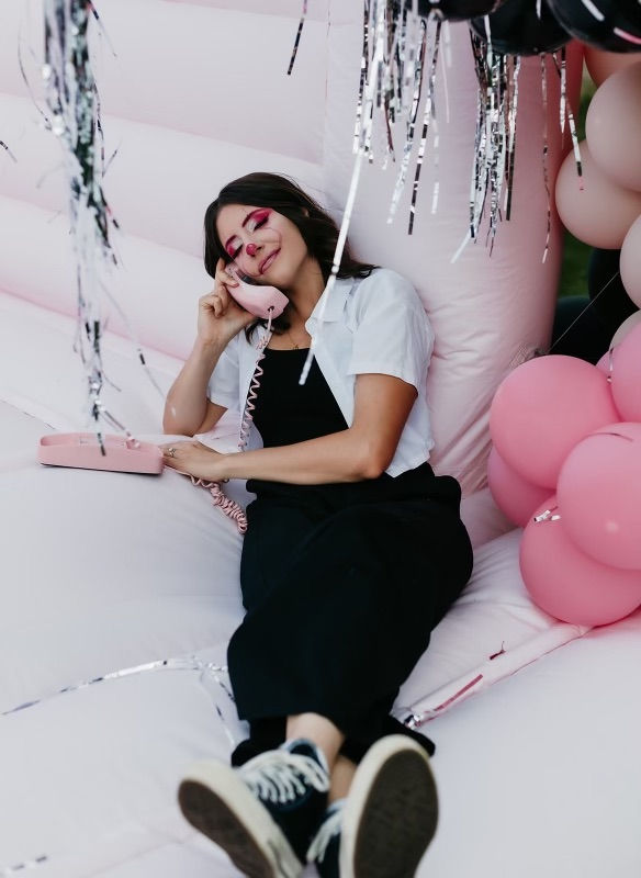 PCE Halloween - phone rental and pink bounce house rental