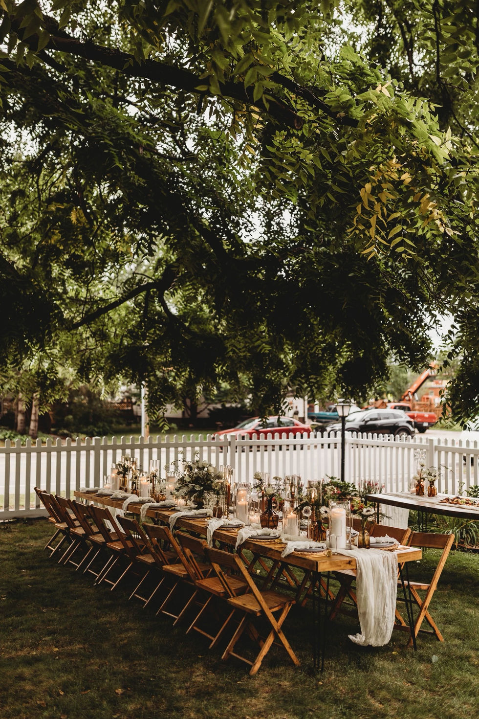 Family Dinner - wide angle of full table set up