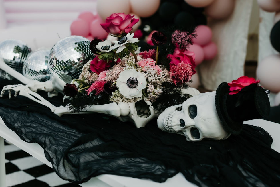 PCE Halloween - close up of skeleton floral