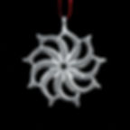 A pewter Christmas tree ornament depicting a circle of fish all facing inward, the negative space in the center forms a star