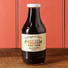 Jar of Wallingford Farm blueberry syrup.