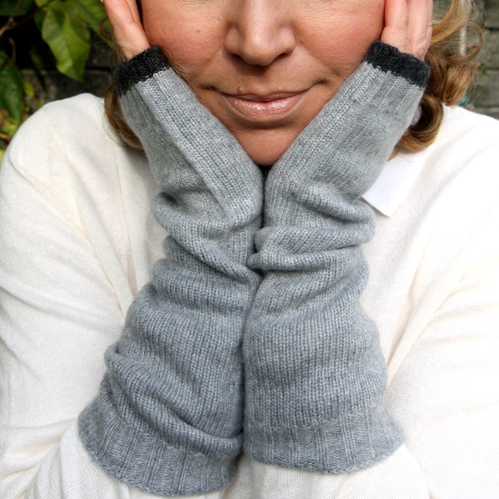 Thumbnail: XLong Fingerless Mittens - Grey
