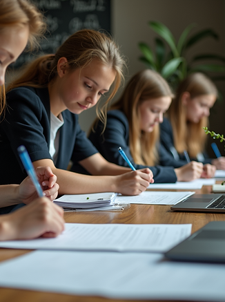 A student-focused-learning. Students are collaboratively learning and working on the proje