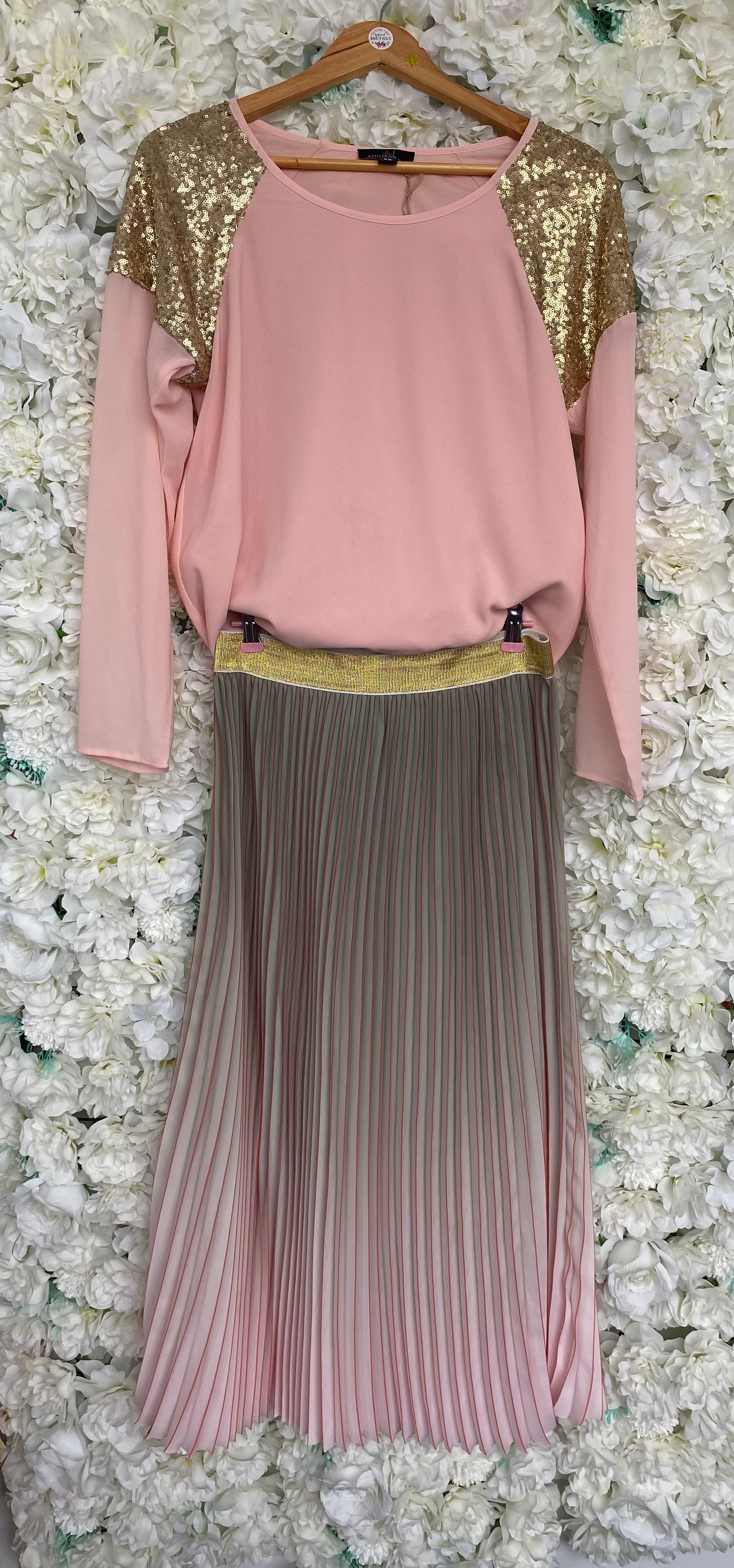 🌸 Augustine Pink/Gold Sequin Top Sz S