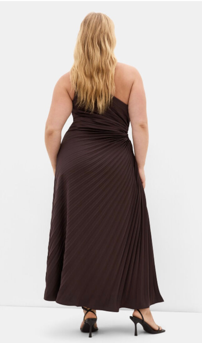 Thumbnail: 👗 RENTAL Aliza Pleat Chocolate Maxi Dress Sz 18
