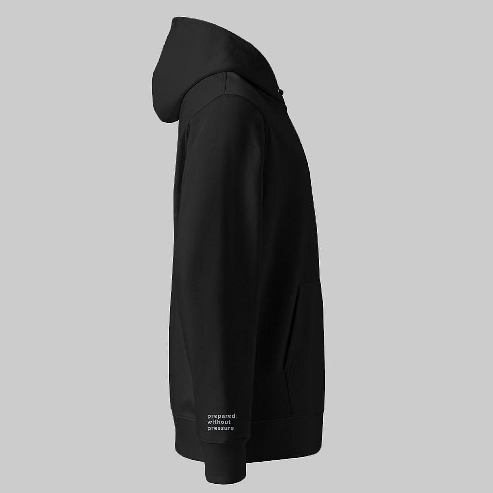 Thumbnail: Black pullover hoodie angled side view