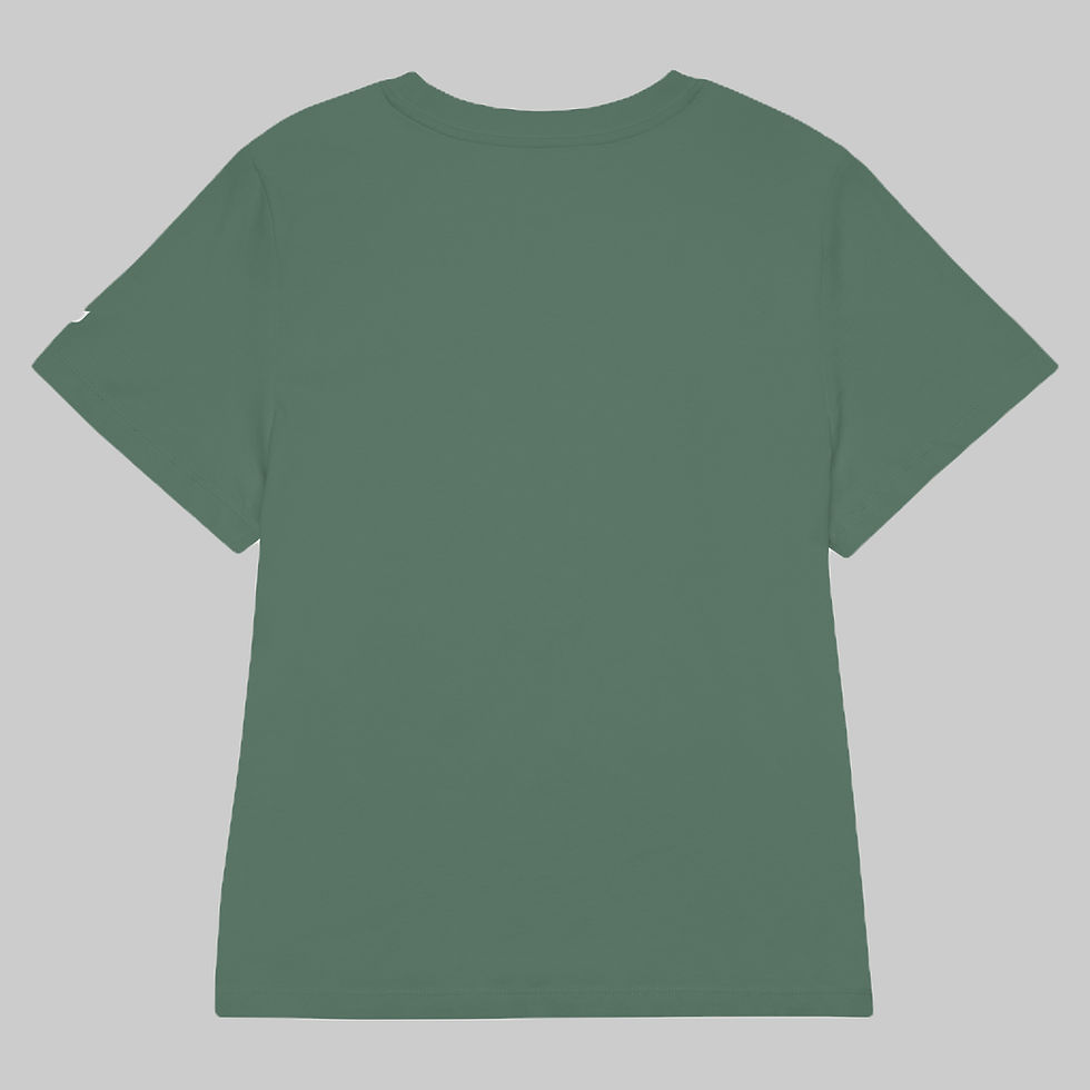 Thumbnail: back flatlay of women's green organic cotton LEVE BLIDT tshirt