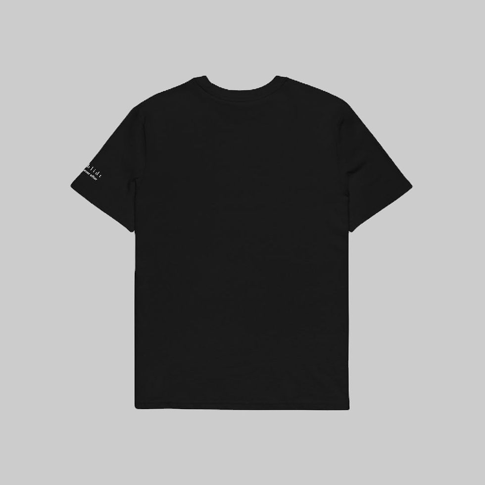 Back view of black unisex organic cotton Statement Tee with clean design.