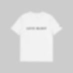 Front view of the white William Bennett “LEVE BLIDT” tee made from soft, sustainable organic cotton.