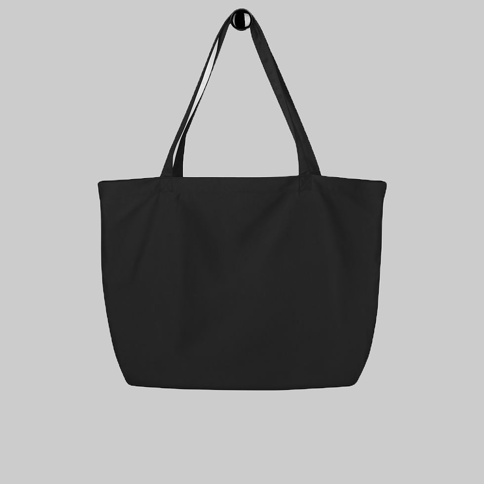 Back view of the black William Bennett organic cotton tote bag with long shoulder straps.
