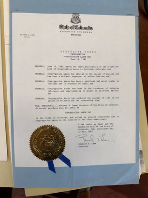 State of Colorado declares June 10 Congregation Aaron Day
