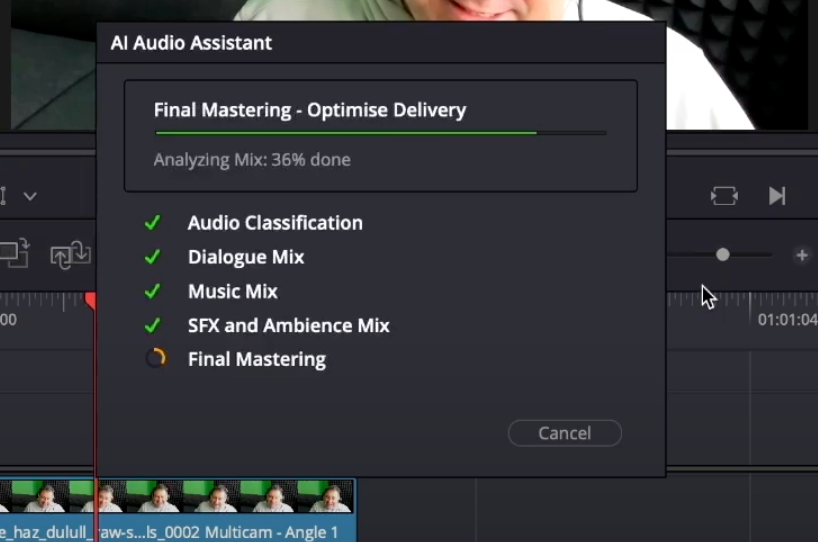 using A.I to do audio mix in seconds inside Resolve 20