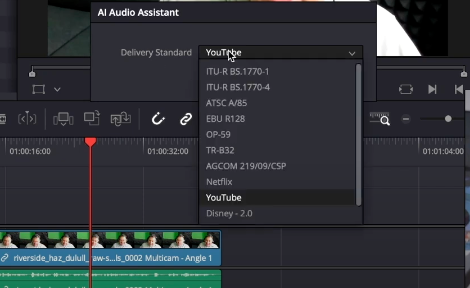 AI Audio in Resolve 20 studio can mix to Youtube, Netflix and Disney standards.