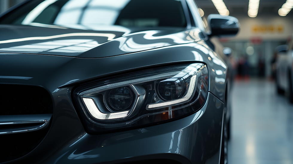 Close-up view of a shiny car exterior after detailing