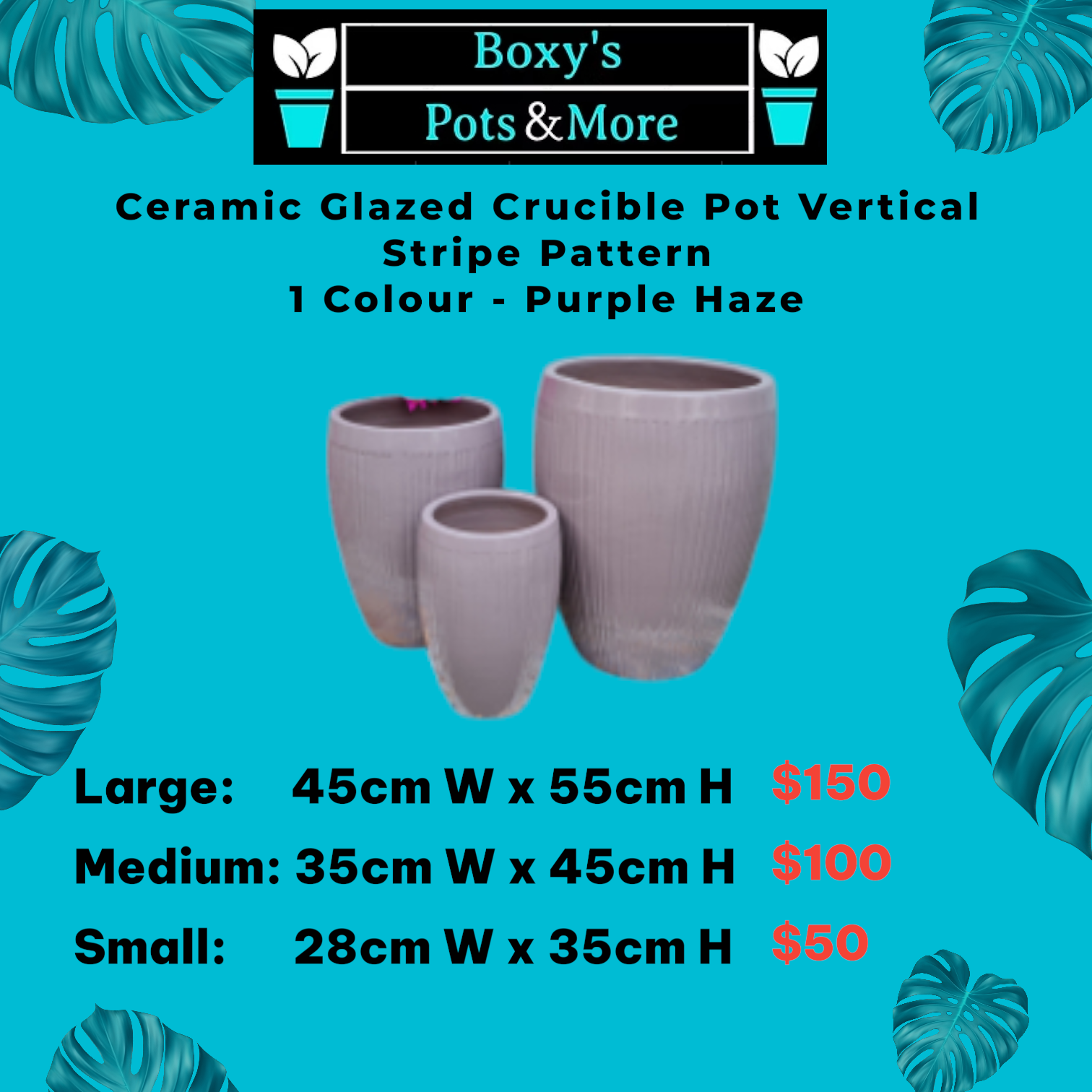 Ceramic Glazed Crucible - Vertical Stripe Pattern