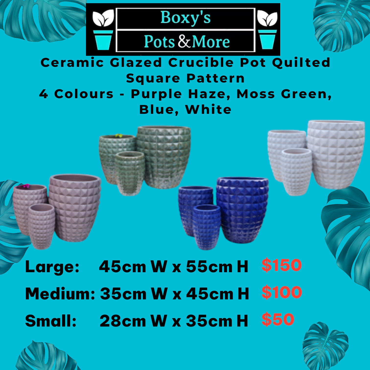 Ceramic Glazed Crucible Pot Quilted Pattern
