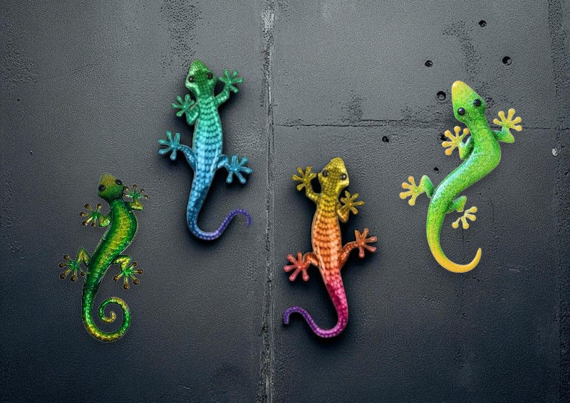 Metal Wall art Gecko 46cm - Assorted Colours