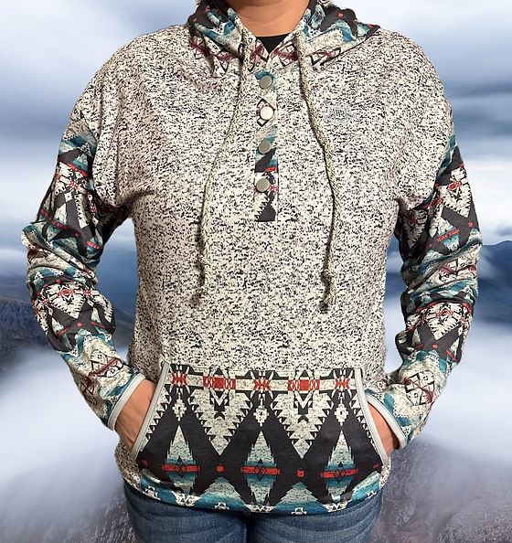 トップス Cootie 2024aw Print Sweat Hoodie Grey and teal aztec hooded sweatshirt | Mysite 1