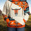 Thumbnail: Orange and white aztec hooded sweatshirt
