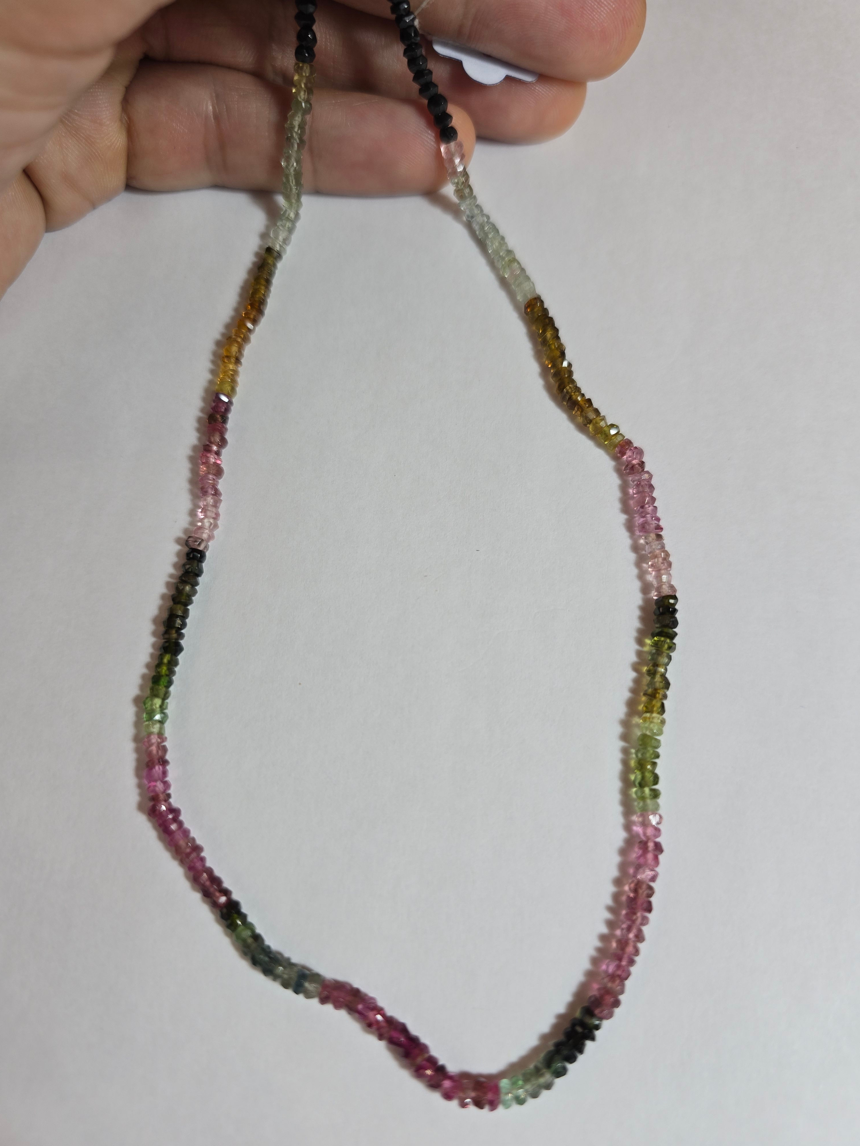 Fio de Turmalina Rondel Multicolor