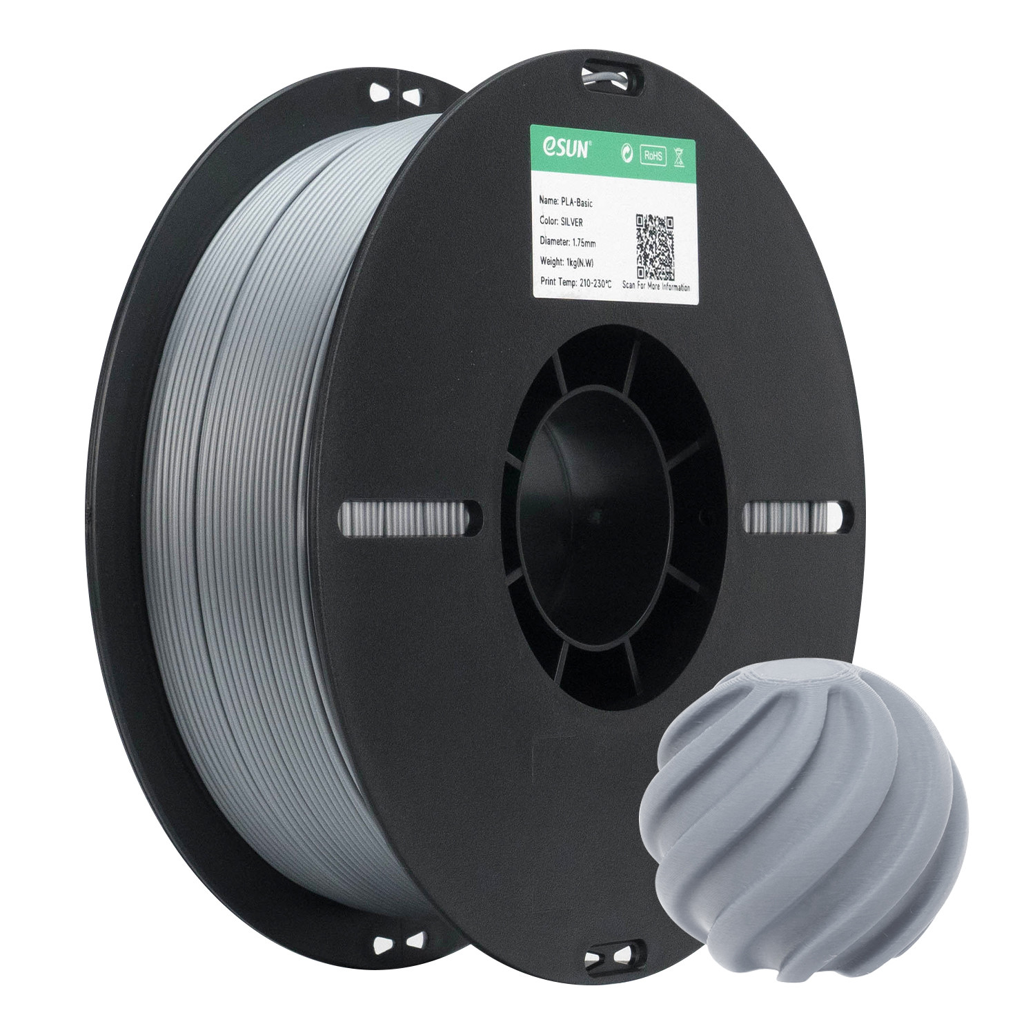 FILAMENTO ESUN PLA BASIC PRATA SILVER