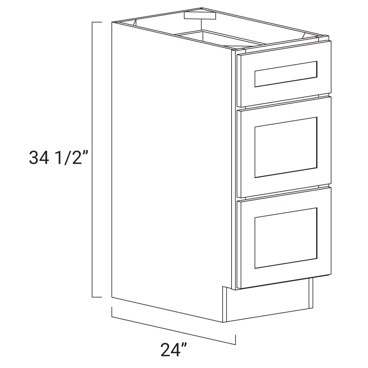 36" 3-Drawer Base 3DB36 ASSEMBLED