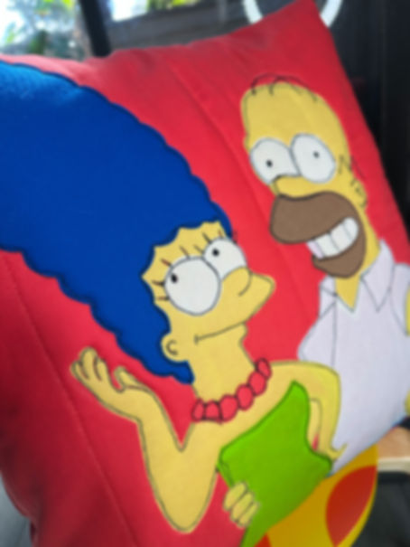 Simpsons-Inspired Handmade Applique Pillow