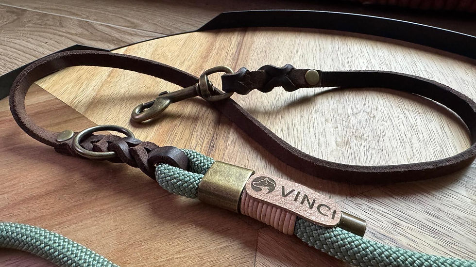 Leine Salbei & Leder dunkelbraun (Details))