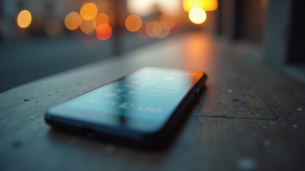 Eye-level view of a smartphone displaying an Android app interface