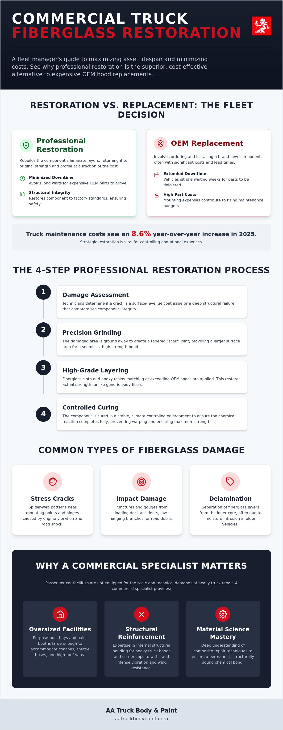 Commercial truck fiberglass restoration