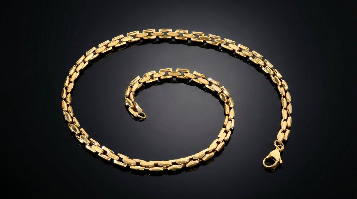 Ketting heren goud kleurig 5mm dikte. Halsketting 50cm tot 60cm RVS