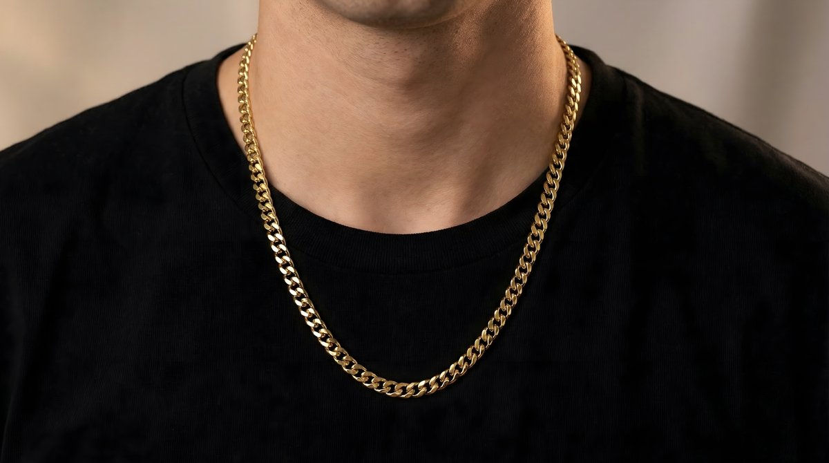 Men's gold-colored necklace, 5mm thickness