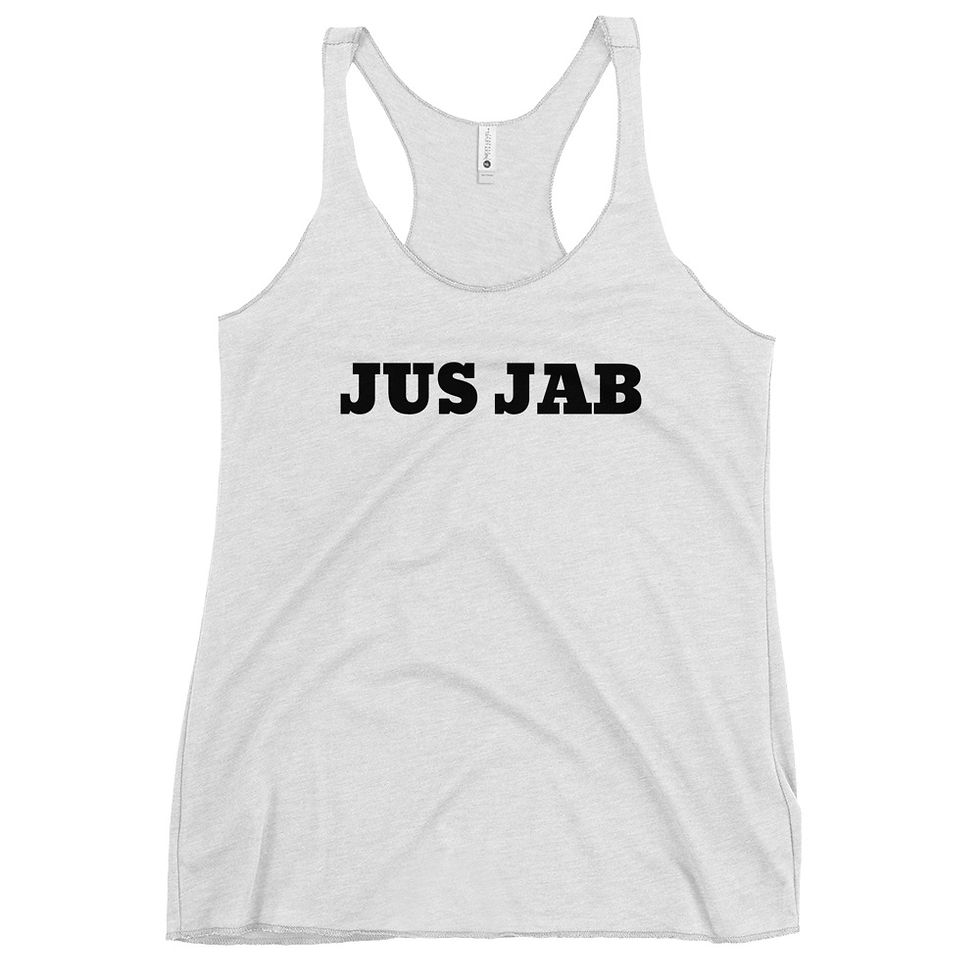 JUS JAB-Women's Racerback Tank (black letters)