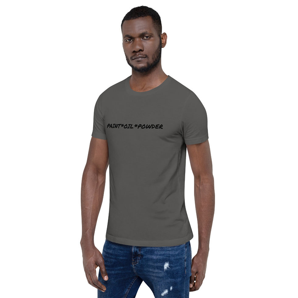 Thumbnail: Paint*Oil* Powder - Men's Short-Sleeve T-Shirt (black letters)