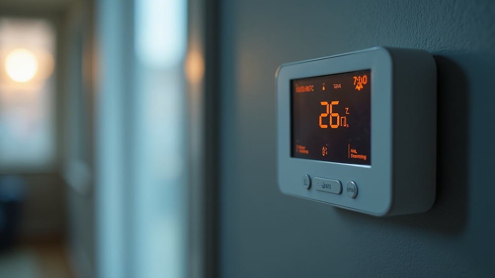 Close-up view of an air conditioning thermostat display
