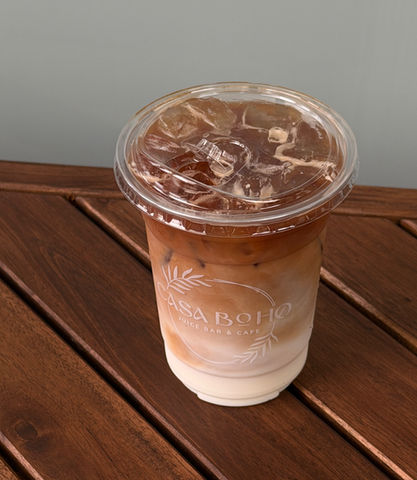 Iced latte at casa boho juice bar cafe etobicoke