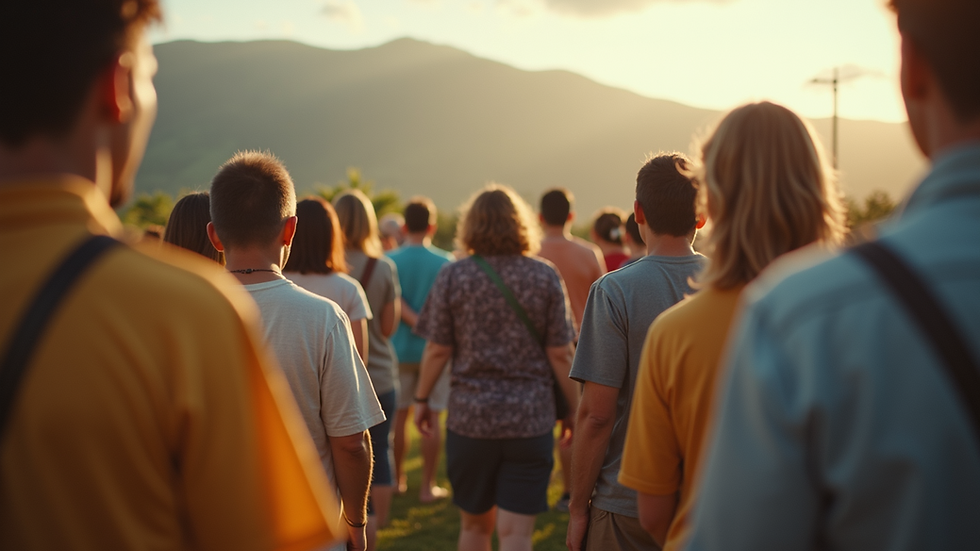 Eye-level view of a community gathering in Wai'anae