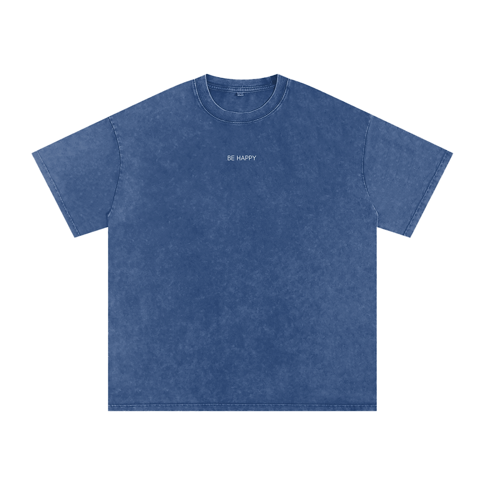 Thumbnail: Be Happy (Simple) | Distressed Oversized Cotton T-Shirt | Be Happy Class
