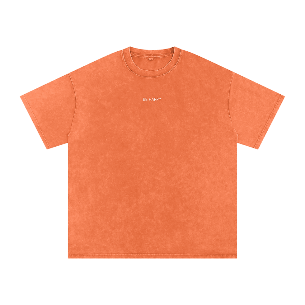Thumbnail: Be Happy (Simple) | Distressed Oversized Cotton T-Shirt | Be Happy Class